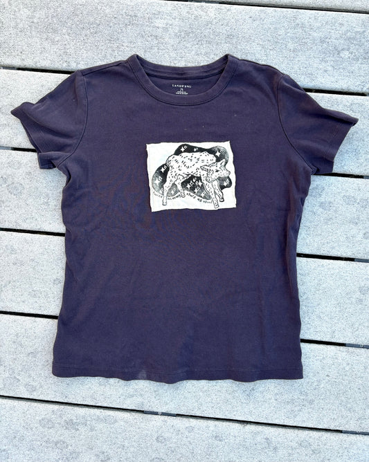 Two Headed Calf Upcycled Patch T-Shirt XS Dark Purple