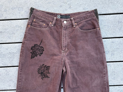 Autumn Leaves Upcycled Brown Jeans Size 10