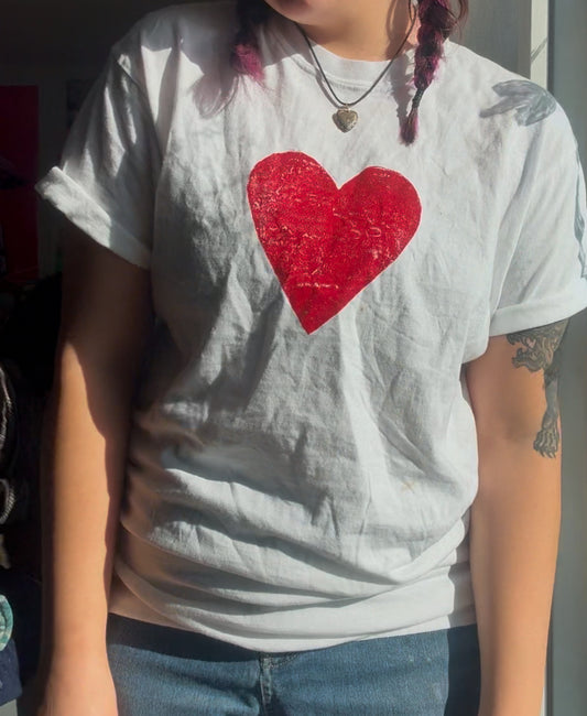 Red Heart Handprinted Tee