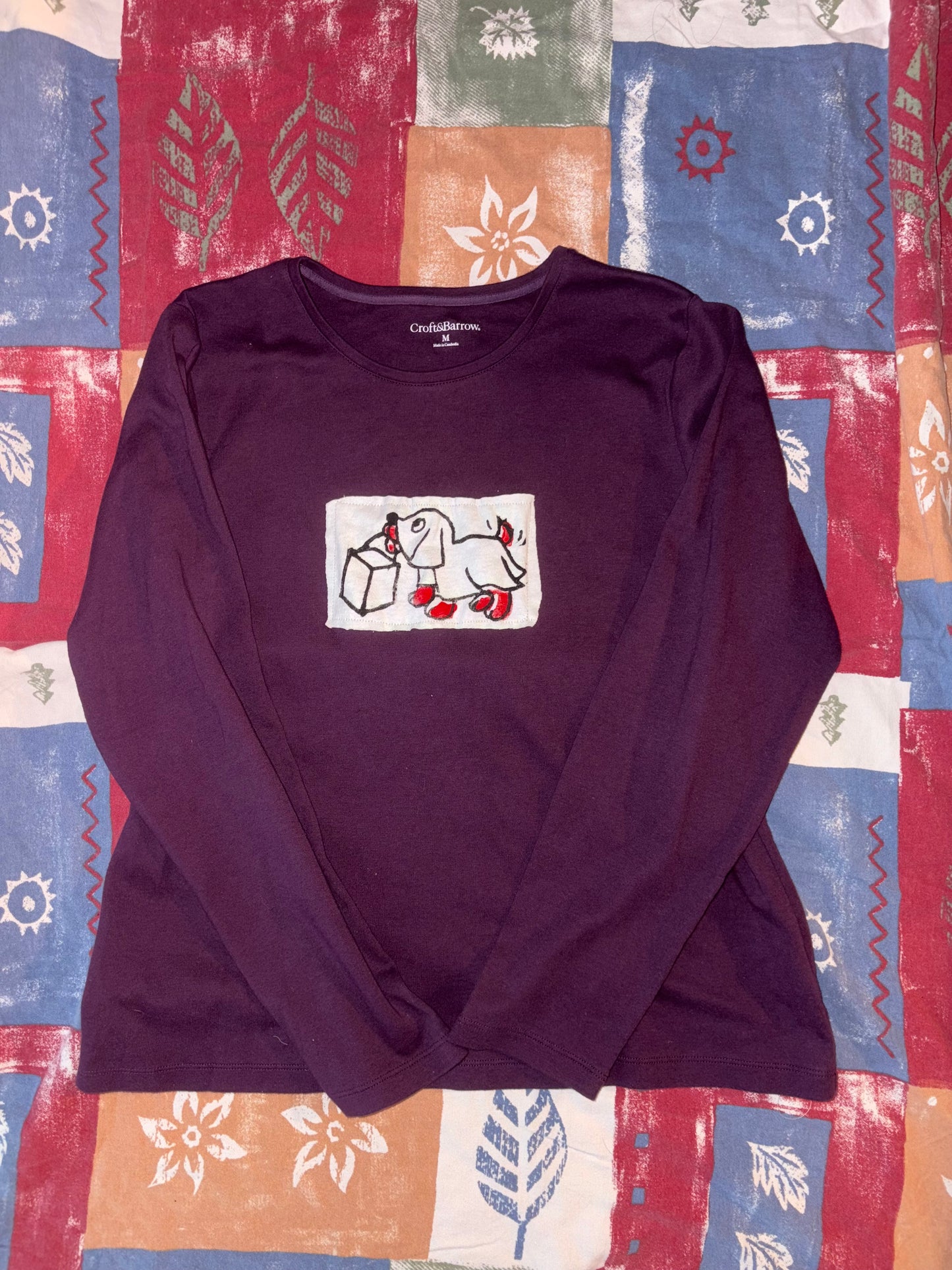 Clifford the Big Red Dog Upcycled Patch Shirt M Purple