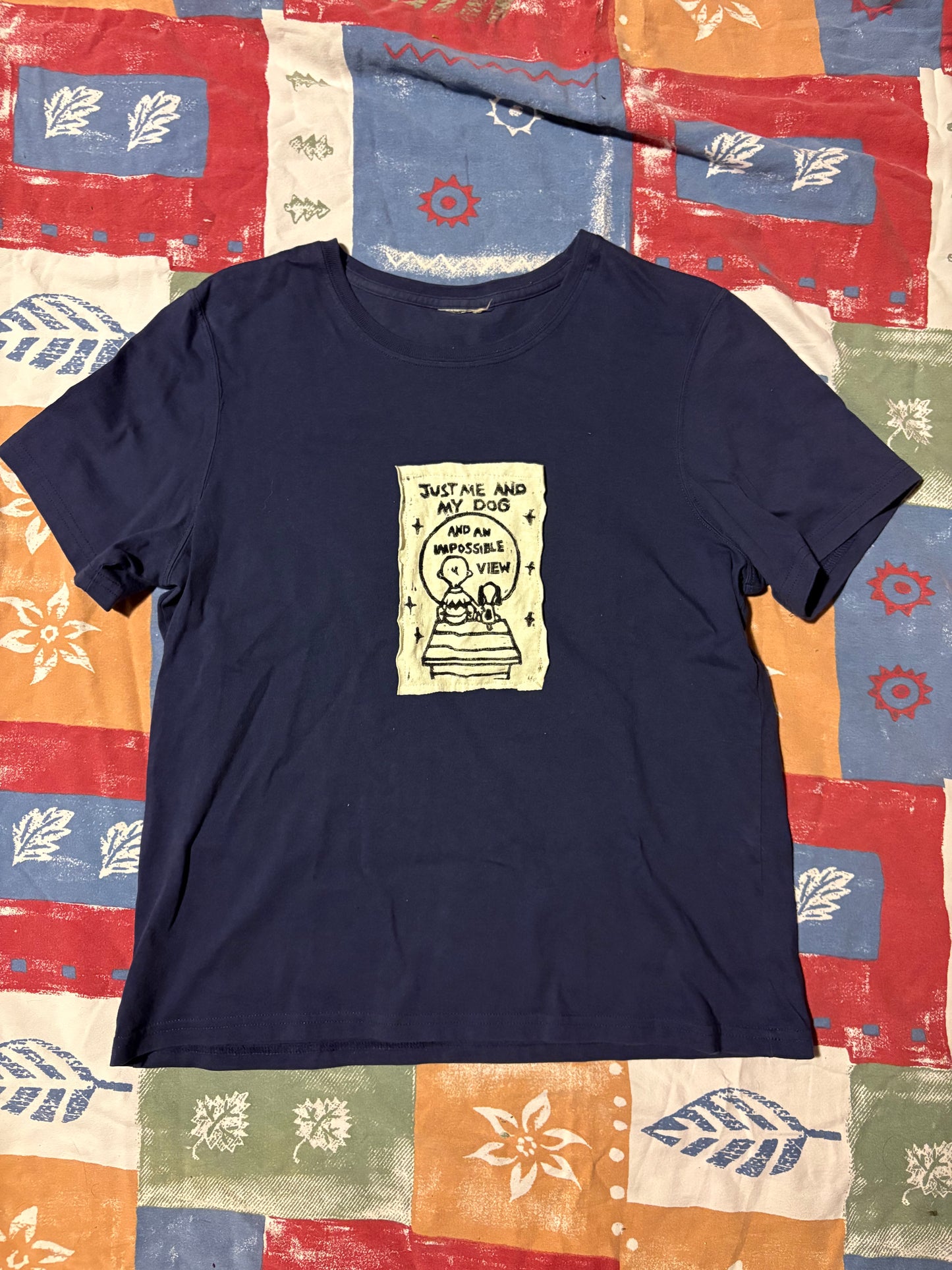 Me and My Dog Upcycled T-Shirt Small Dark Indigo