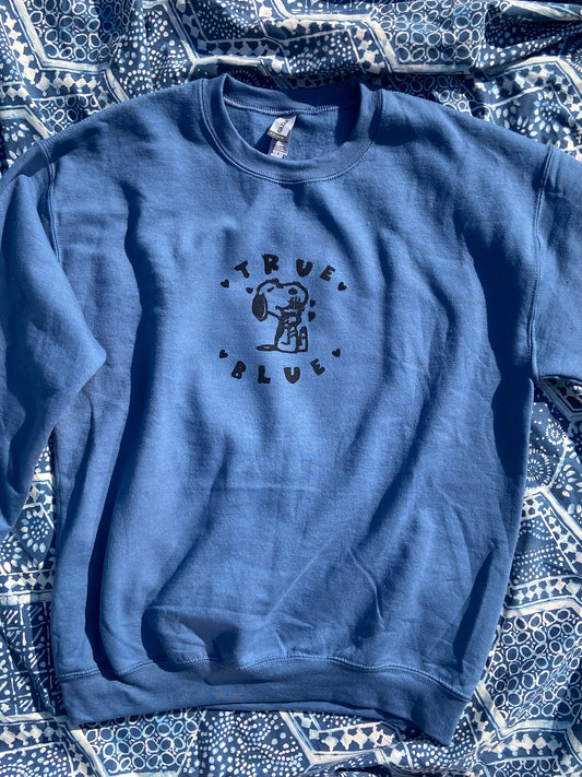 True Blue - Boygenius Handprinted Crewneck Sweatshirt