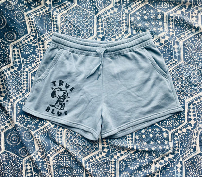 True Blue- Boygenius Handprinted Cozy Fleece Shorts