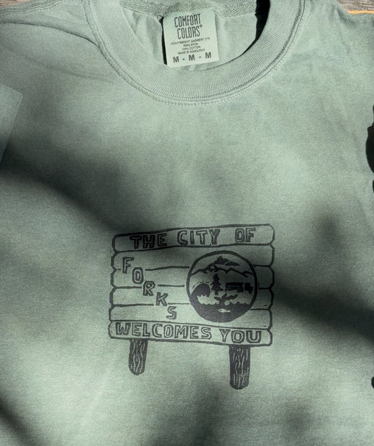 Forks, Washington (Twilight) Handprinted Tee