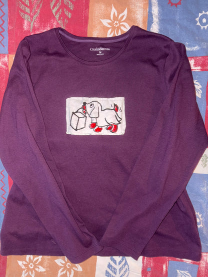 Clifford the Big Red Dog Upcycled Patch Shirt M Purple