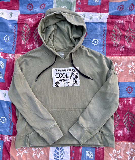 Cool About It Upcycled Green Oversized Hoodie M