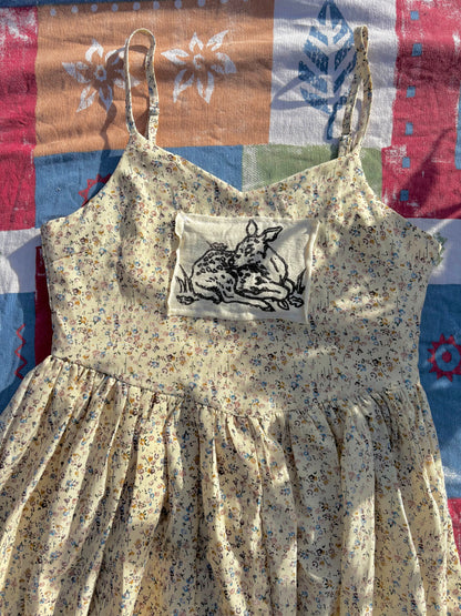 Sleeping Deer Upcycled Dress M