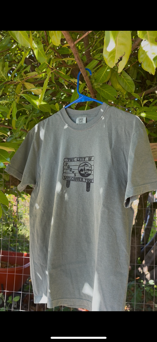 Forks, Washington (Twilight) Handprinted Tee