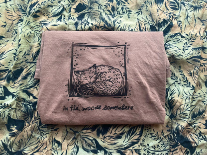 Delilah- Sleeping Fox Handprinted T-Shirt