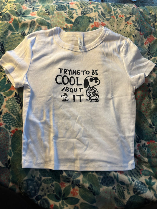Cool About It - Boygenius Handprinted Baby Tee (Medium)