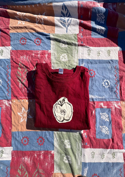 Apple- Upcycled Boxy T Shirt M Red