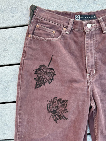 Autumn Leaves Upcycled Brown Jeans Size 10