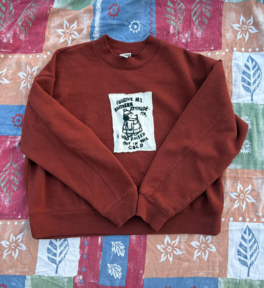 Noah Kahan Upcycled Red Cropped Crewneck L