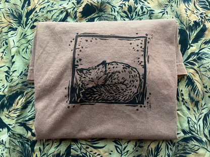 Delilah- Sleeping Fox Handprinted T-Shirt