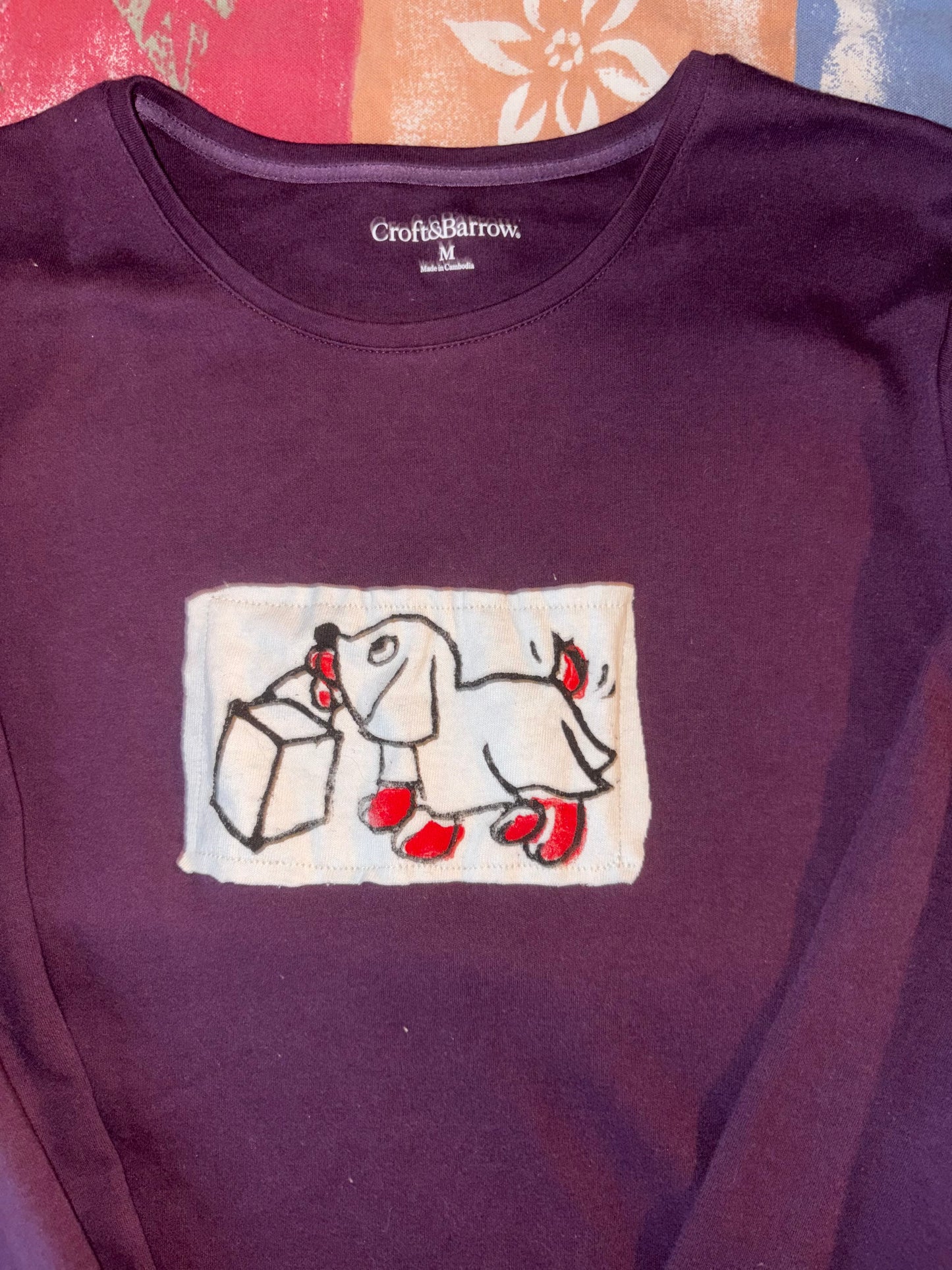 Clifford the Big Red Dog Upcycled Patch Shirt M Purple