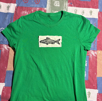 Fish- Upcycled T Shirt L Green