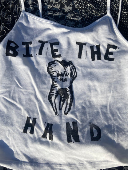 Bite The Hand Linocut Print Tank Top