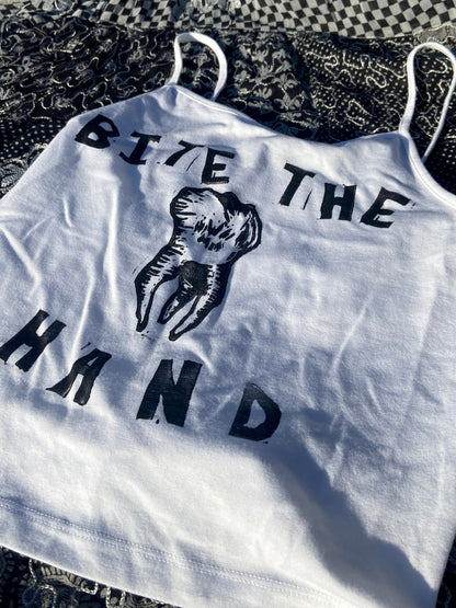 Bite The Hand Linocut Print Tank Top