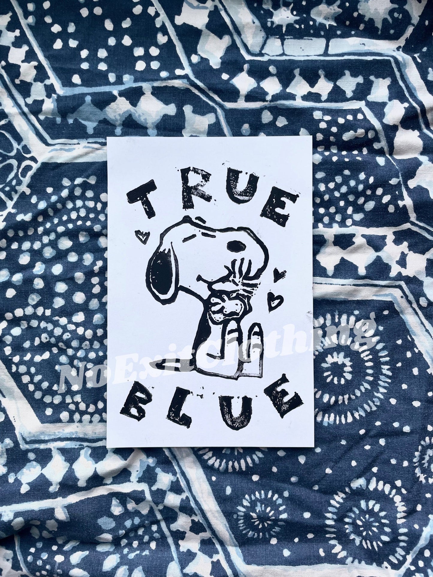 Boygenius True Blue Best Friends Print, 4" x 6" Original Linocut Print Poster Wall Decor