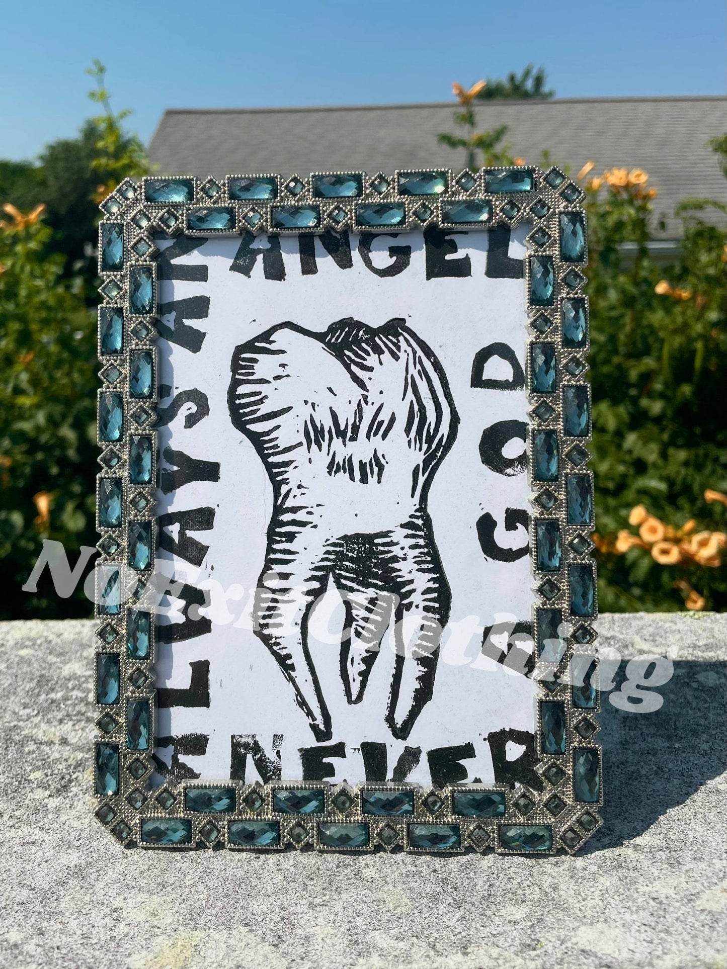 Boygenius Not Strong Enough Tooth Always an Angel Never a God Print, 5" x 7" Original Linocut Print Poster Wall Decor